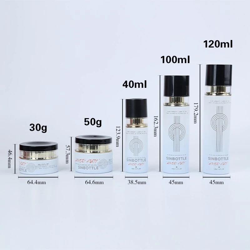 Sinbottle Custom Skin Care Cream Lotion Pump Glass Bottle Set For Cosmetic Packaging high quality