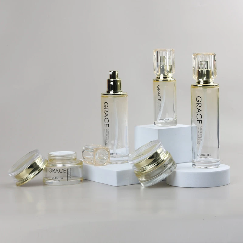 Sinbottle Manufacturer Yellow Gradient Square Cover Straight Round Set Bottle Custom 120Ml Lotion Bottle 30G Cream Bottle